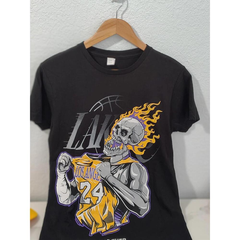 Kobe Bryant T Shirt Black Mamba Skeleton Los Angeles Lakers 24 Nba Size Small